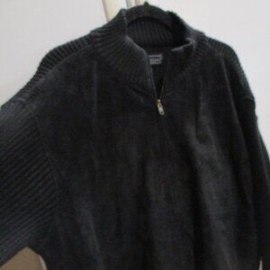 Cezani Black suede front zip jacket sweater xl